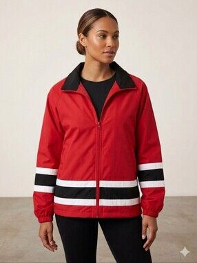 Vintage Kobe Sportswear Red & Black Striped Full-Zip Team Jacket - Size Small